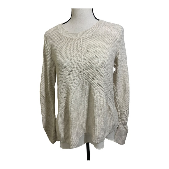 Lucky brand womens knit with silk undershirt sweater size Large ivory color - Picture 10 of 10
